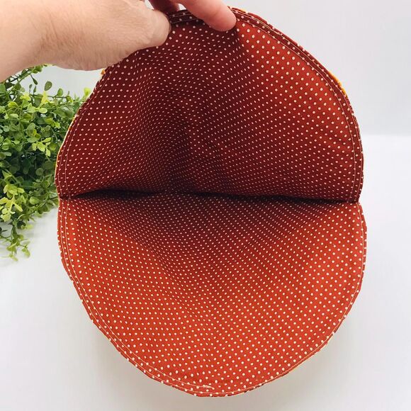 Tortilla Warmer 10.5 Inches Fall Orange Yellow Print Holds Up To 6 Tortillas - Picture 4 of 5